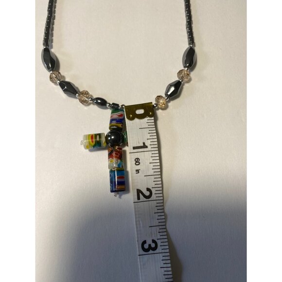 Hematite Cross Pendant Necklace Black Unisex - Picture 7 of 7